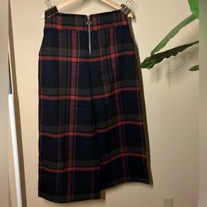 BP wide-legged high-waist flannel trousers, short medium, black, green, and red